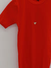 BASERANGE 25 Early Spring French Organic Cotton Hollow Heart Short Sleeve T-shirt BAS-TOHS-RB-SP25-MY RED